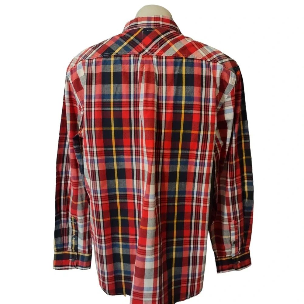 Levi's Shirt XXL Men's Plaid Red Multi Color Long Sleeve Button Down Cabin Core‎